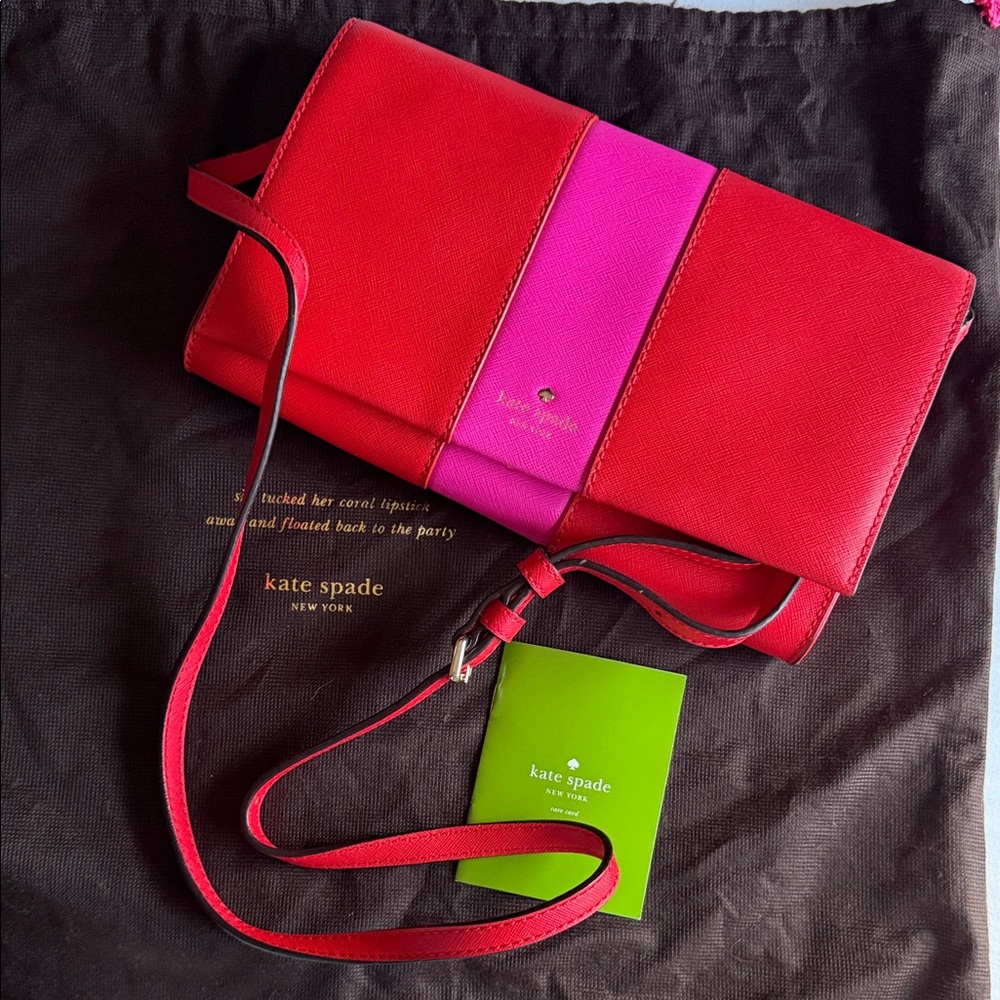 Kate Spade Vibrant Red and Pink Crossbody Bag
